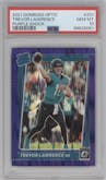 Trevor Lawrence from the 2021 Panini Donruss Optic set featuring a Purple Shock parallel graded by PSA and given an overall grade of 10.