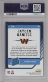 Jayden Daniels from the 2024 Donruss Optic set featuring a Hyper Blue parallel graded by PSA and given an overall grade of 9.