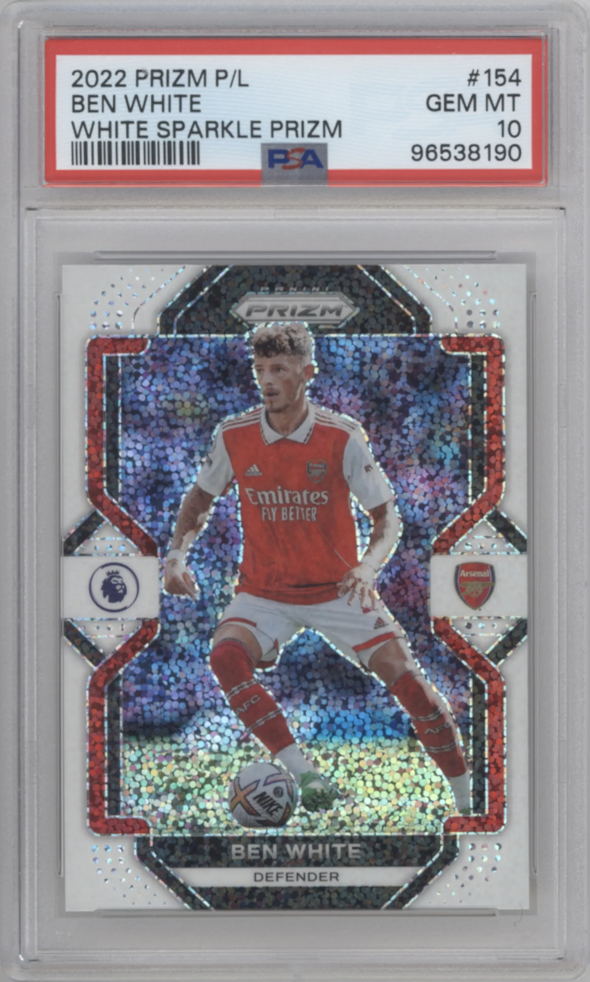 2022 Panini Prizm Premier League Ben White White Sparkle #154 PSA 10