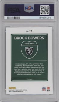 Brock Bowers from the 2024 Donruss Optic set graded by PSA and given an overall grade of 10.