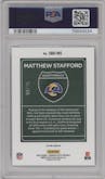 Matthew Stafford from the 2022 Panini Donruss Optic set featuring a Black Pandora parallel graded by PSA and given an overall grade of 10.