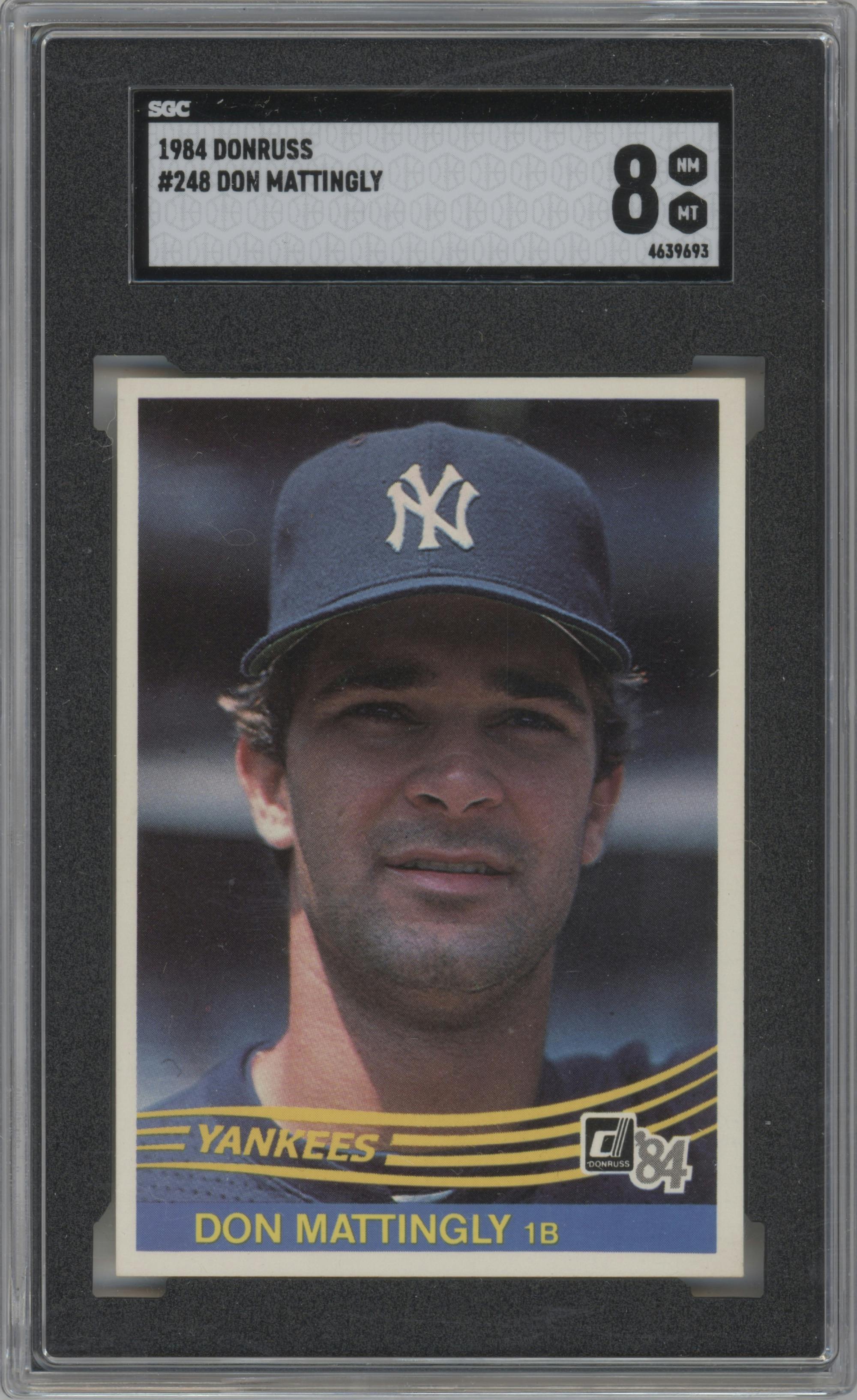 Don Mattingly from the 1984 Donruss set graded by SGC and given an overall grade of 8.