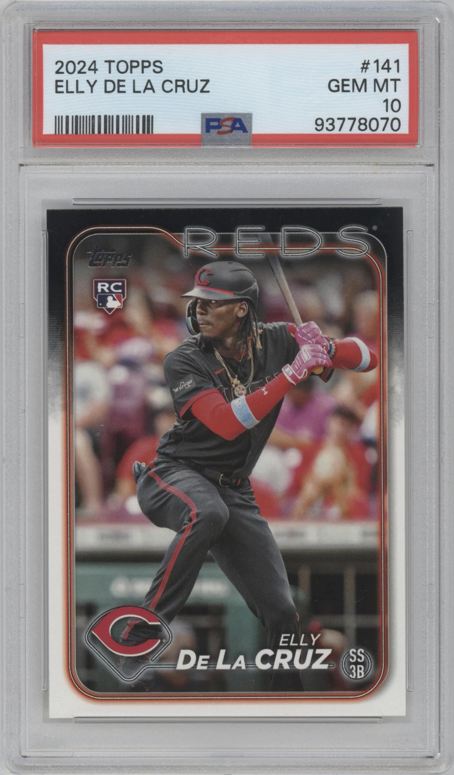 Elly De La Cruz from the 2024 Topps  set graded by PSA and given an overall grade of 10.