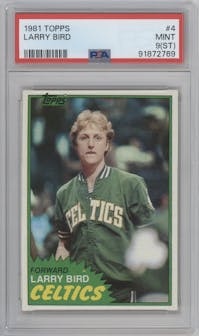 Larry Bird from the 1981-82 Topps  set graded by PSA and given an overall grade of 9.