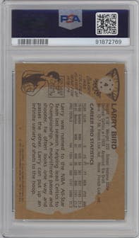 Larry Bird from the 1981-82 Topps  set graded by PSA and given an overall grade of 9.