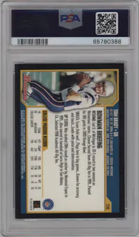 Tom Brady from the 2000 Bowman set graded by PSA and given an overall grade of 9.