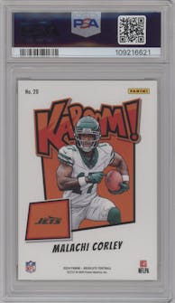 Malachi Corley from the 2024 Panini Absolute set graded by PSA and given an overall grade of 9.