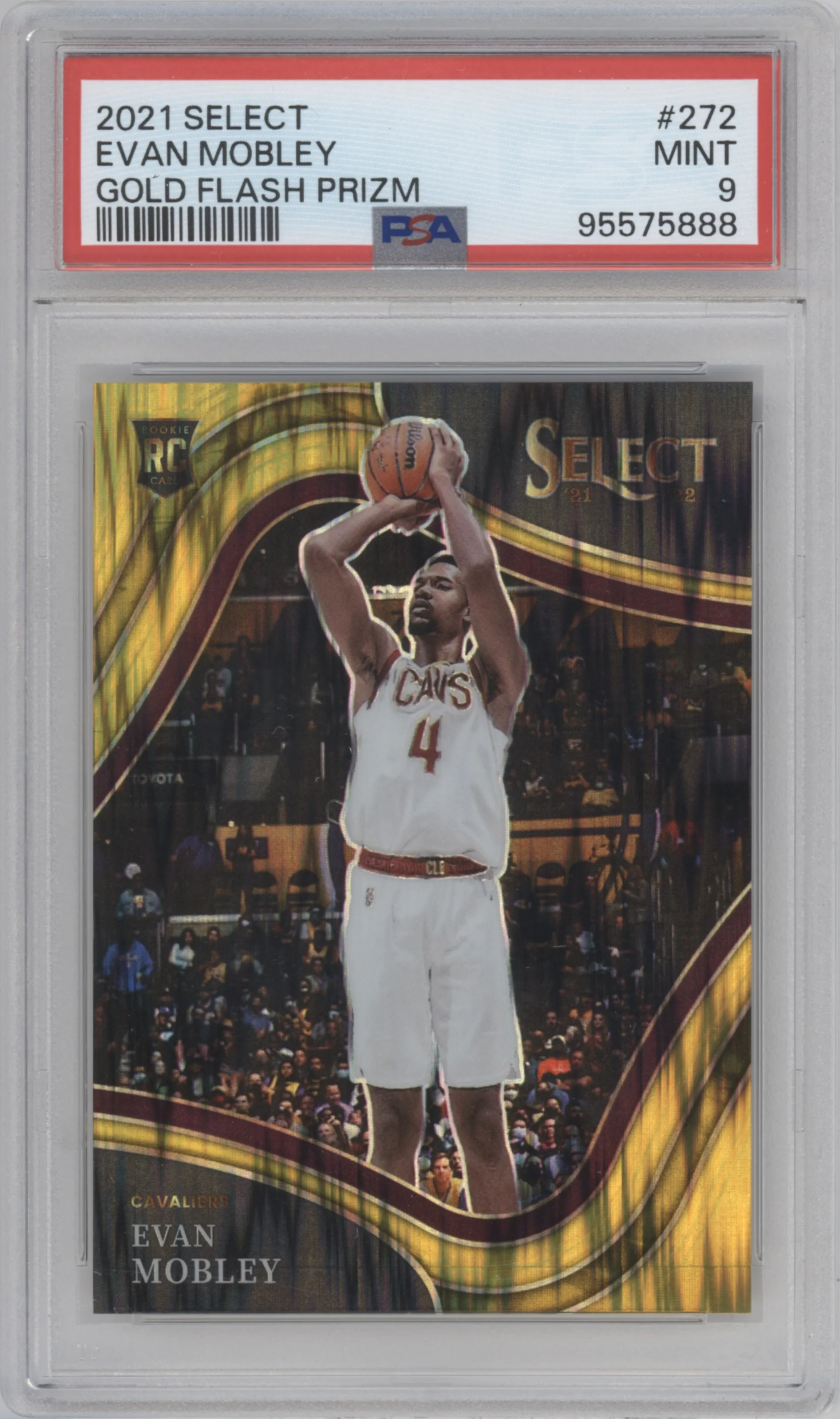 2021 Panini Select Courtside Evan Mobley Gold Flash PSA 9