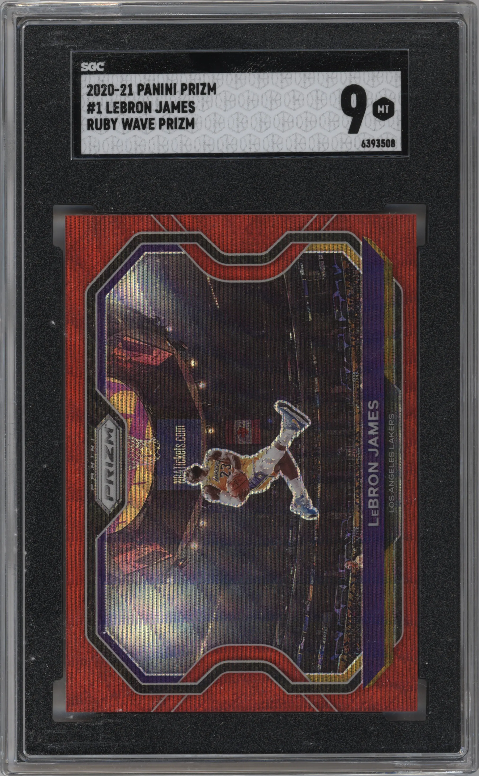 2020 Panini Prizm LeBron James Ruby Wave #1 SGC 9