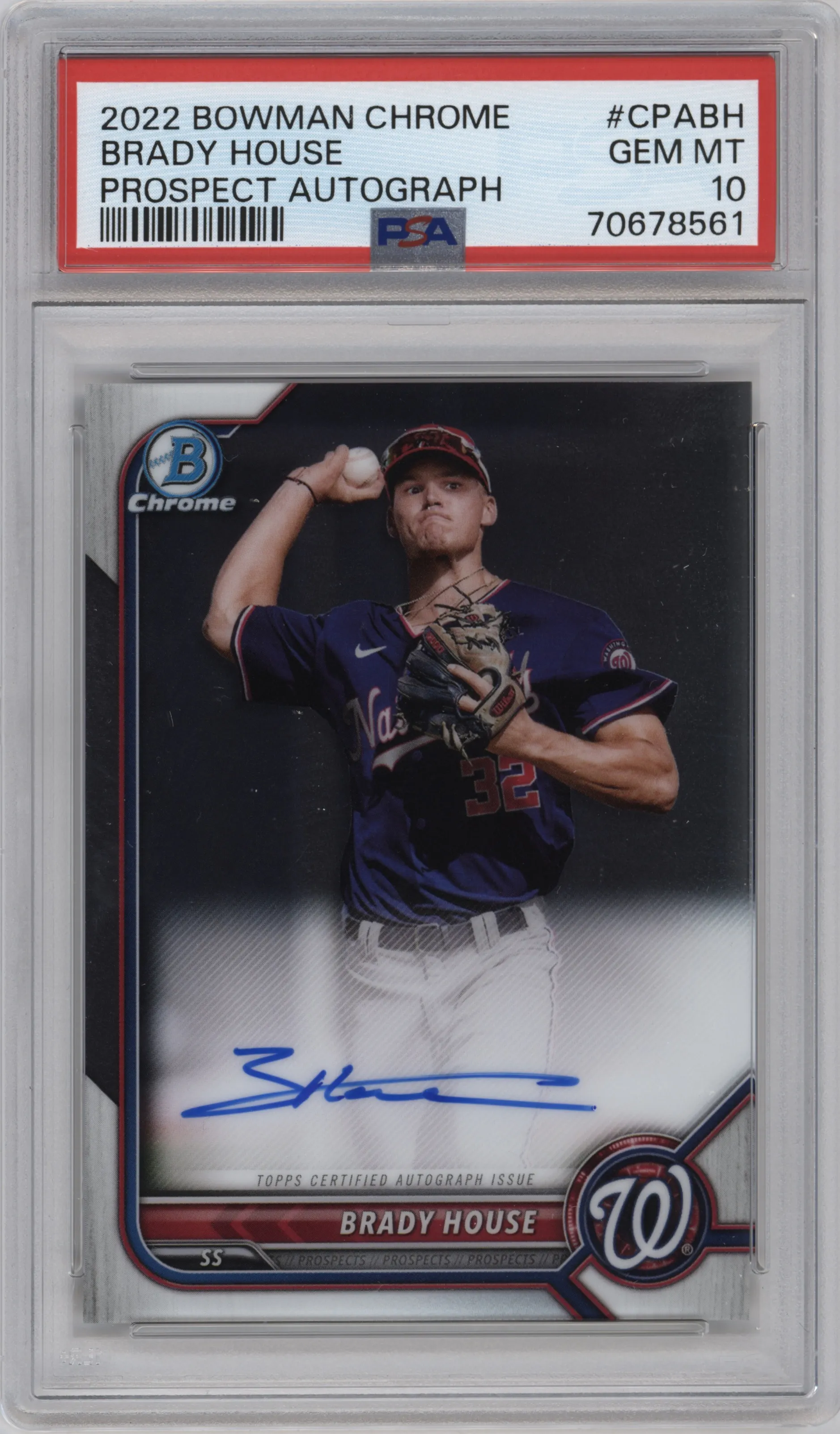2022 Bowman Chrome Pros.Auto Brady House PSA 10