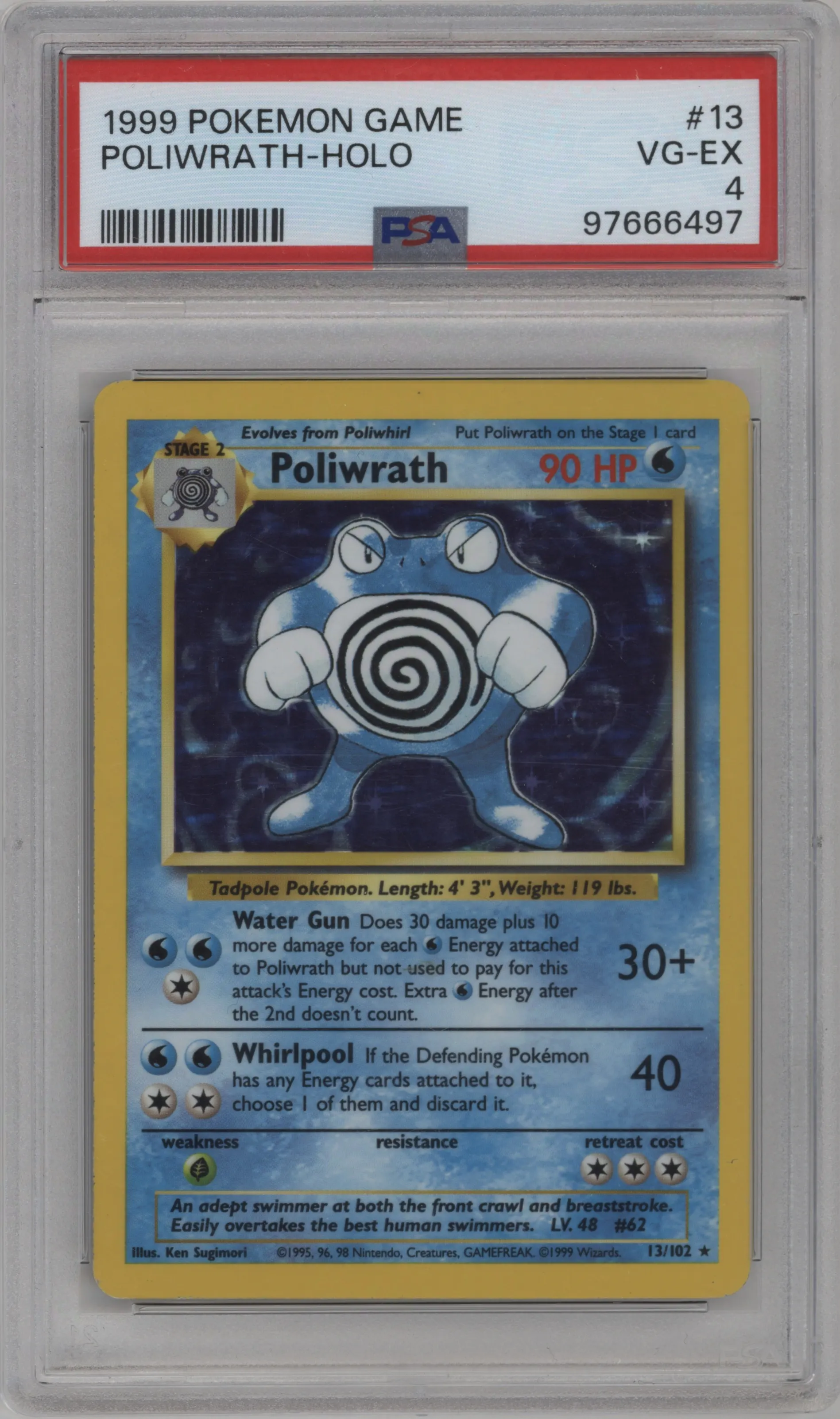 1999 Pokemon Base Set Poliwrath #13 PSA 4