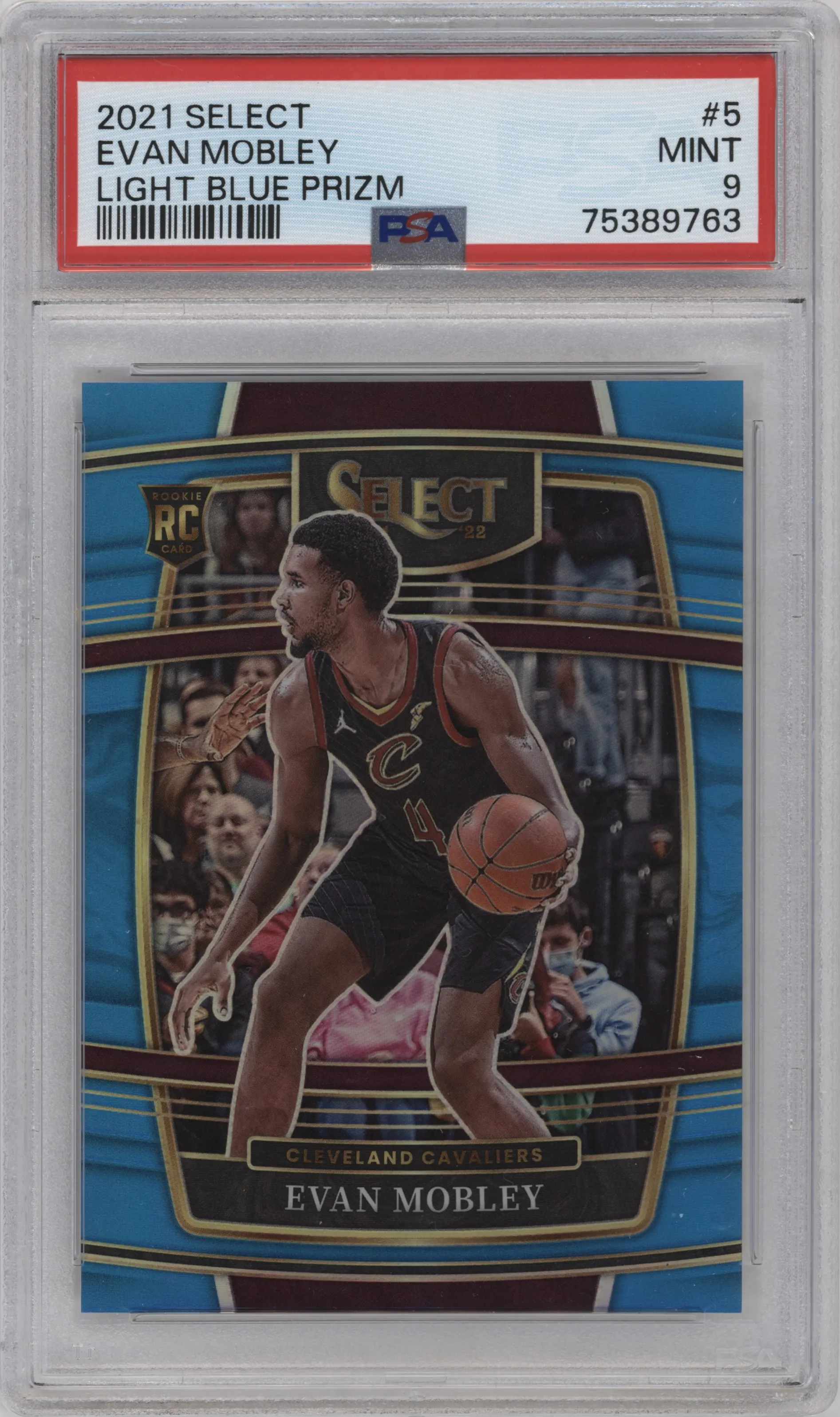 2021 Panini Select Evan Mobley Light Blue Prizm PSA 9