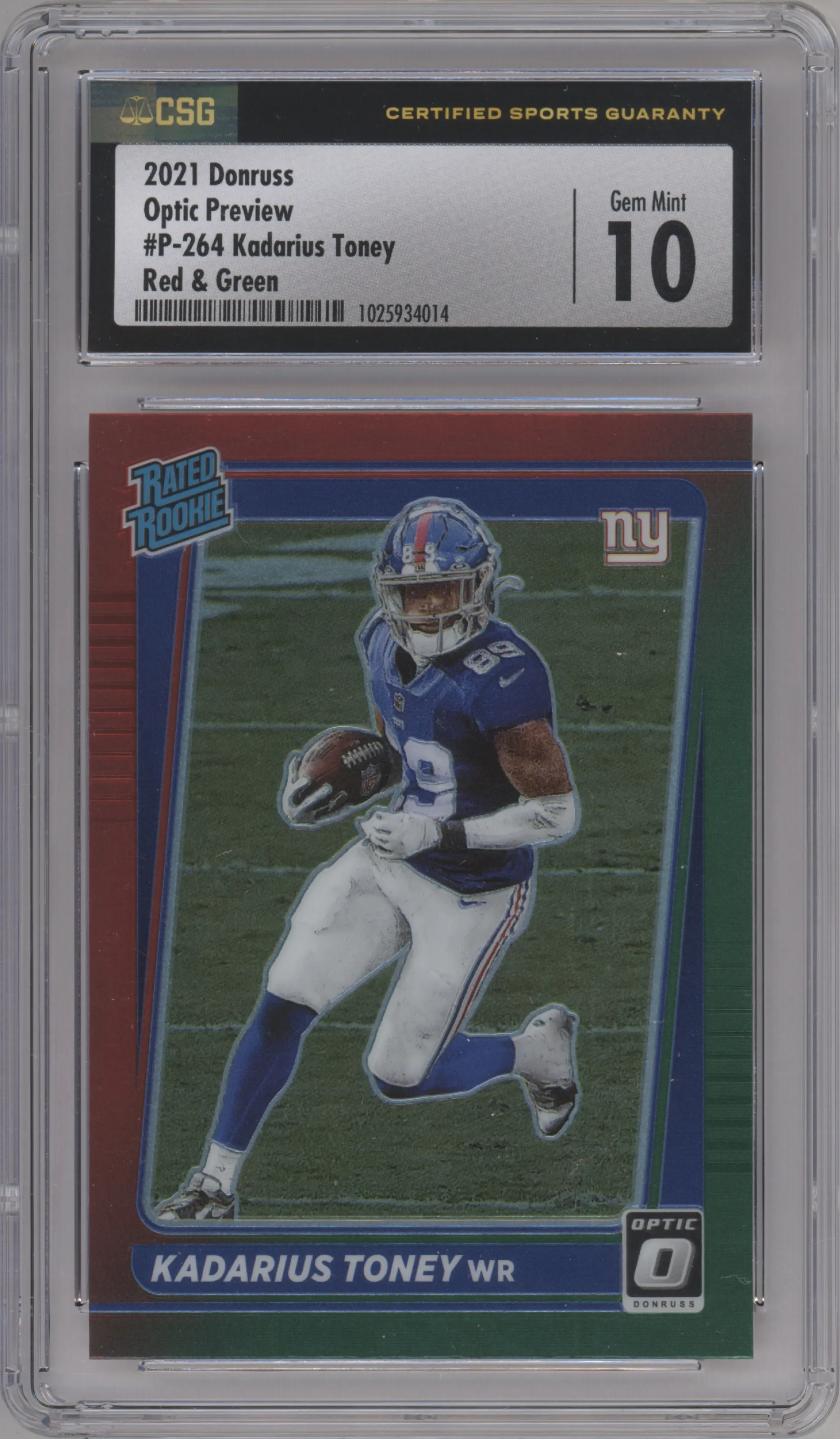 2021 Panini Donruss RR Optic Prev. Kadarius Toney Red/Green CGC 10
