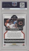 Justin Fields from the 2021 Panini Prizm set featuring a Red Ice parallel graded by PSA and given an overall grade of 9.
