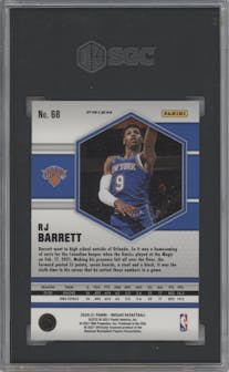RJ Barrett from the 2020-21 Panini Mosaic set featuring a Gold Wave parallel graded by SGC and given an overall grade of 9.