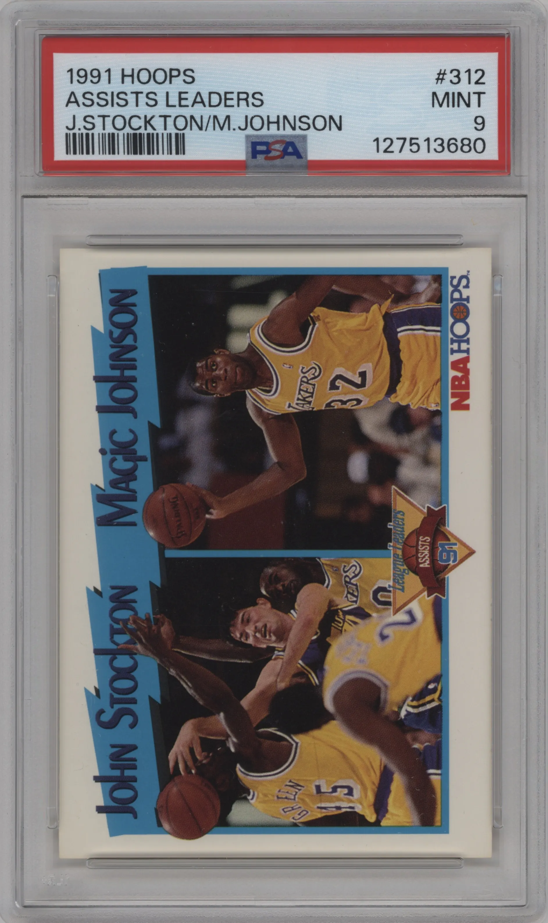 1991 NBA Hoops John Stockton/Magic Johnson PSA 9