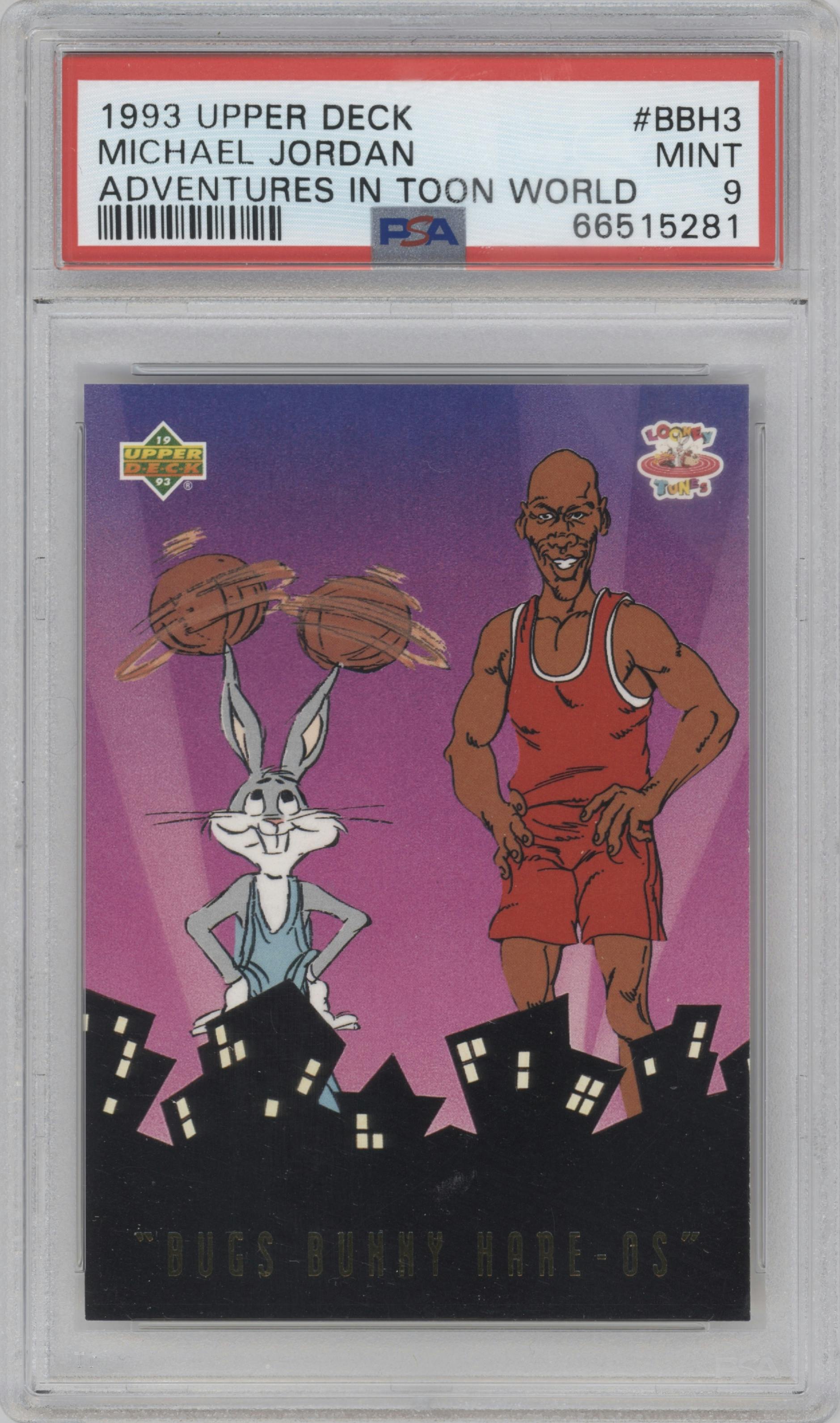 Michael Jordan from the 1993 Upper Deck Adventures In Toon World set graded by PSA and given an overall grade of 9.