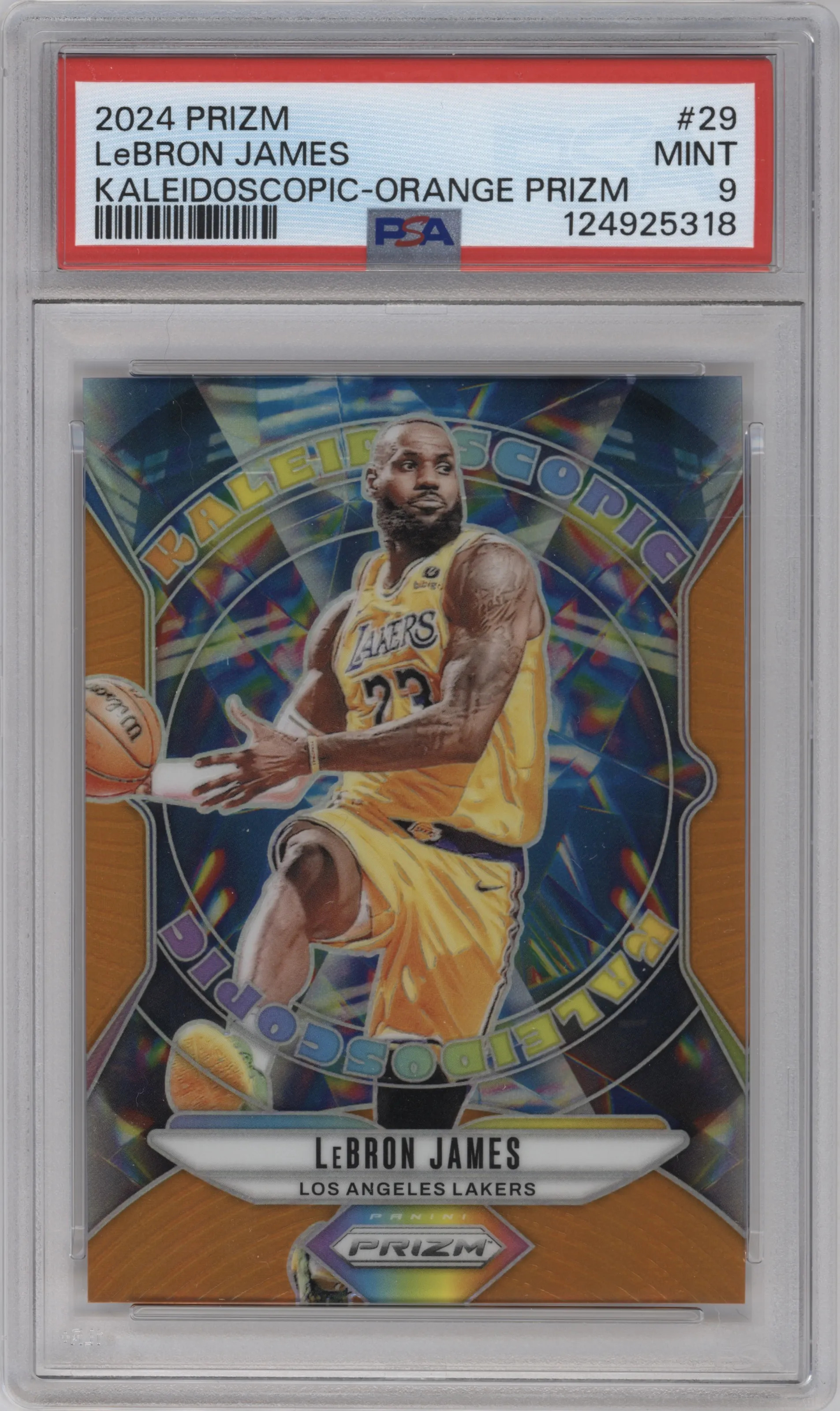 2024 Panini Prizm Kaleidoscopic LeBron James Orange Prizm #29 PSA 9