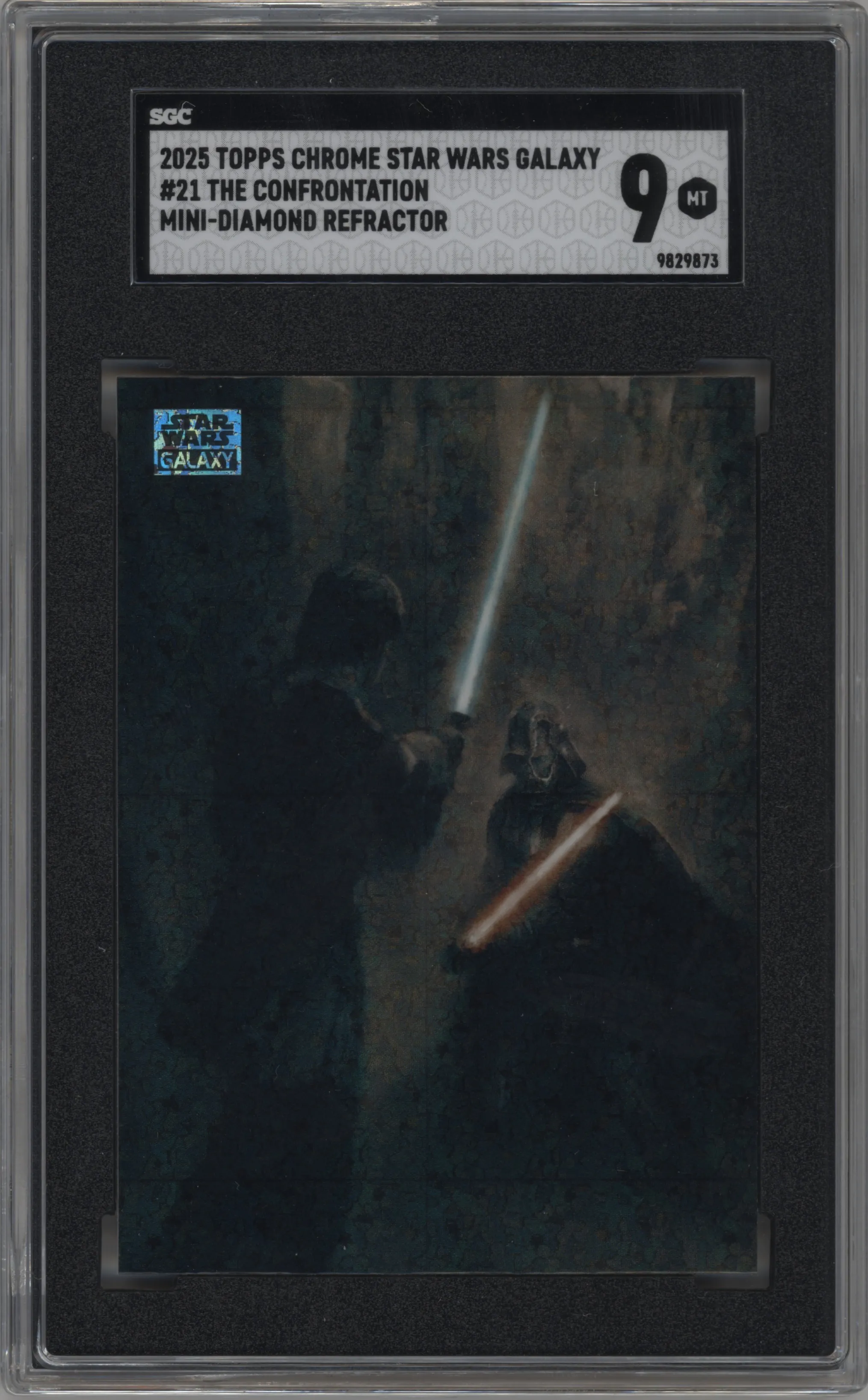 2025 Topps Chrome Star Wars Galaxy The Confrontation Mini Diamond Refractor #21 SGC 9
