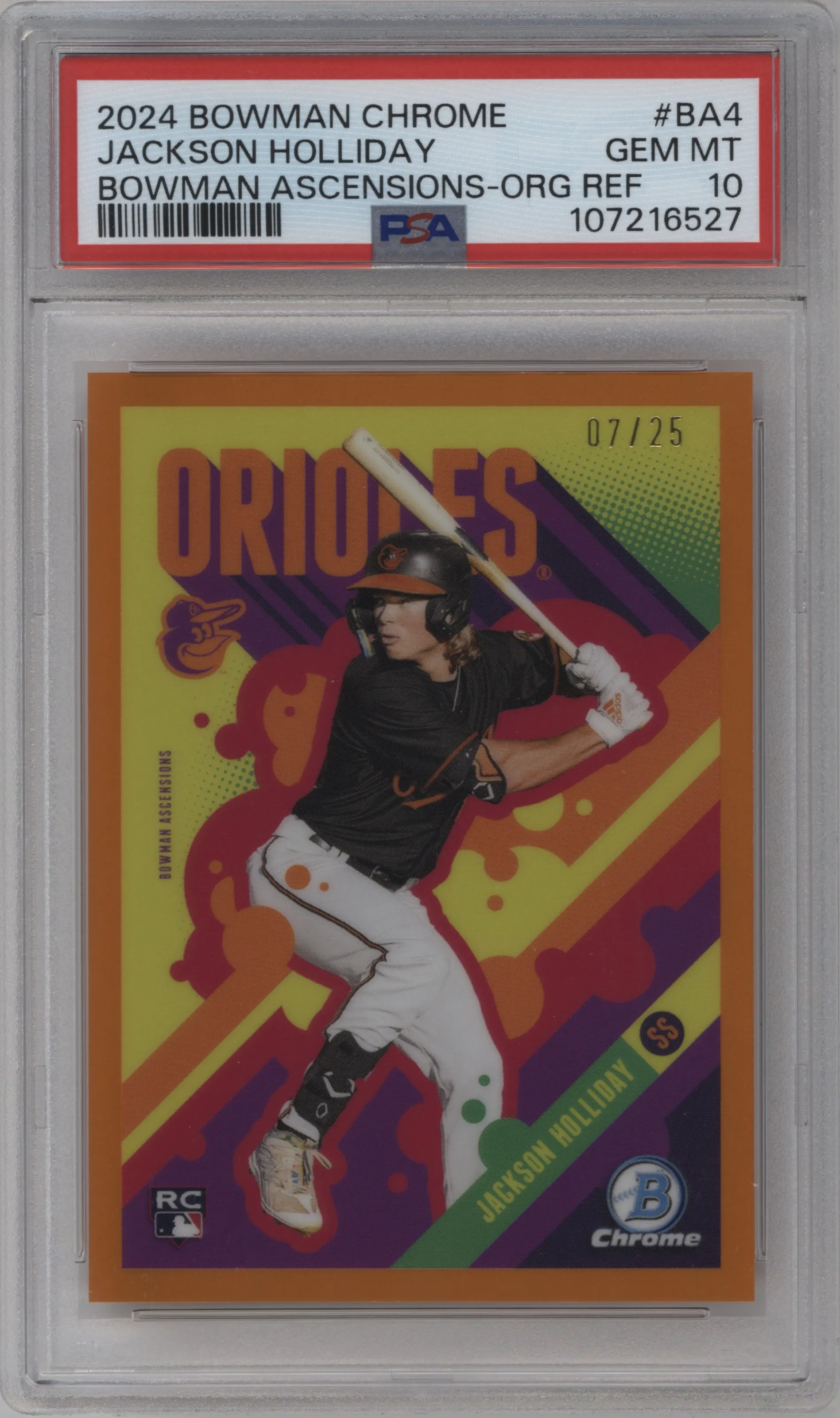 2024 Bowman Chrome Bowman Ascensions Jackson Holliday Orange Refractors PSA 10