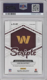 Luke McCaffrey from the 2024 Panini Mosaic set featuring a Gold parallel graded by PSA and given an overall grade of 10.