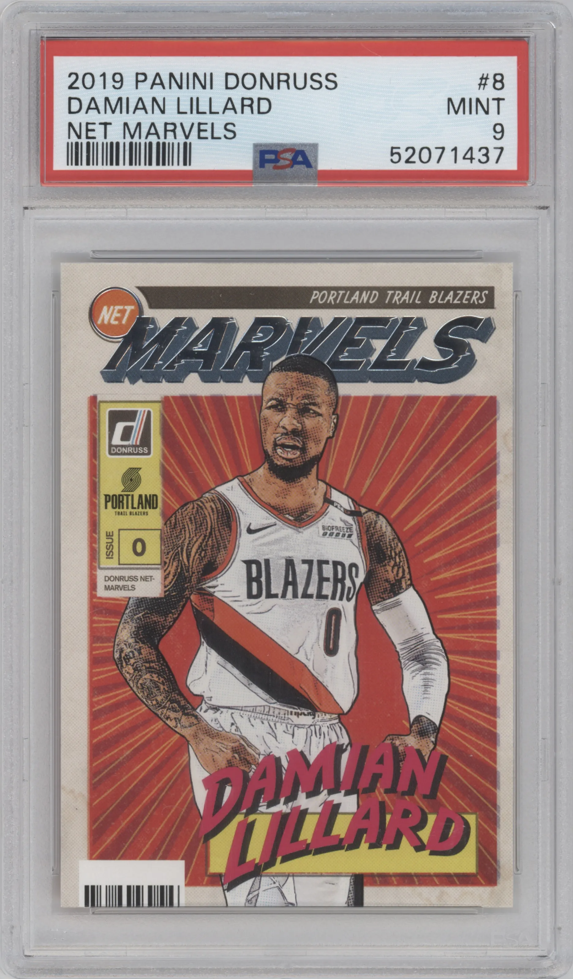 2019 Panini Donruss Net Marvels Damian Lillard #8 PSA 9