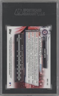 Juan Soto from the 2017 Bowman Draft set graded by SGC and given an overall grade of 10.