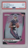 Michael Penix Jr. from the 2024 Panini Prizm set featuring a Pink Prizm parallel graded by PSA and given an overall grade of 9.