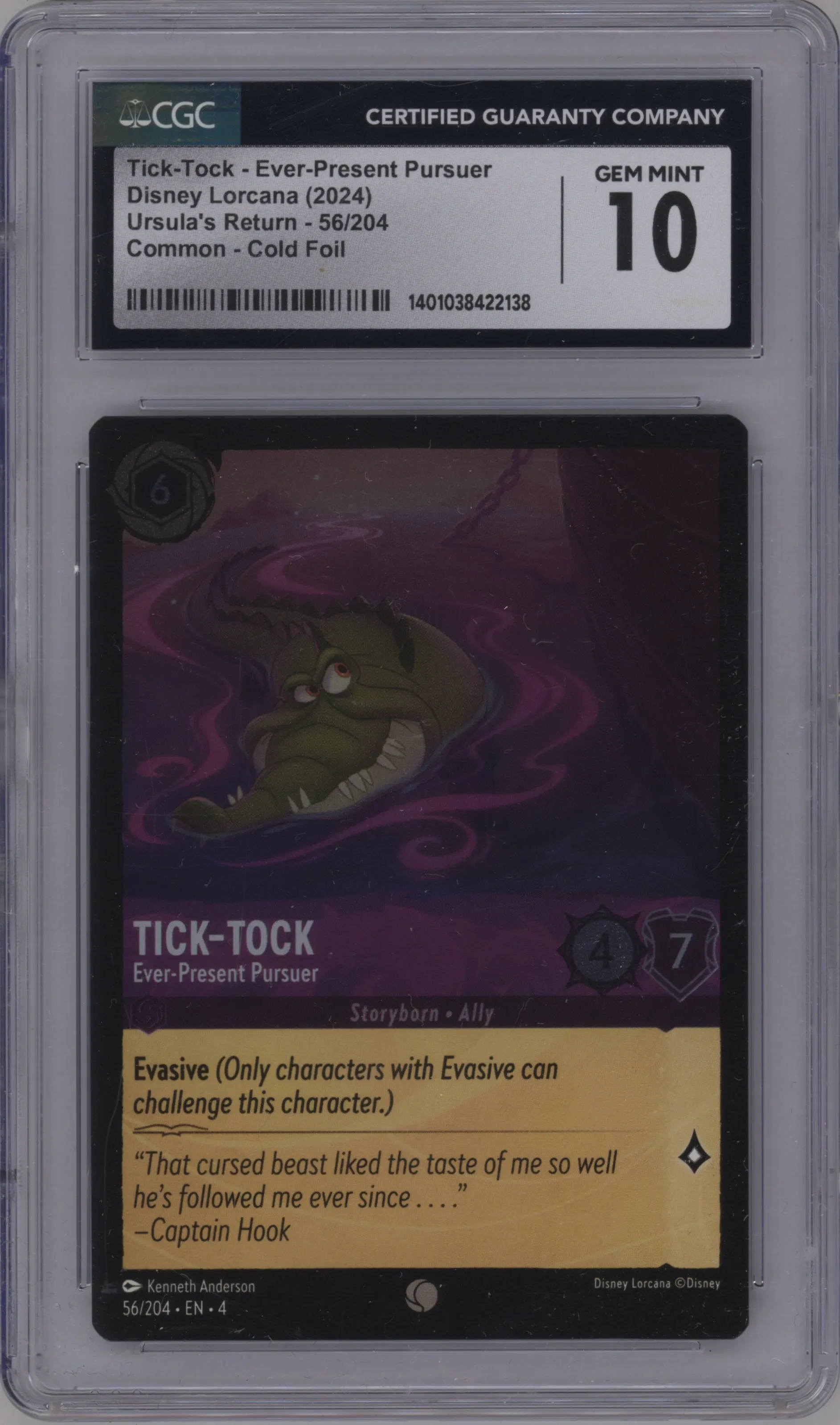 2024 Disney Lorcana Ursula's Return Tick-Tock Foil #56 CGC 10