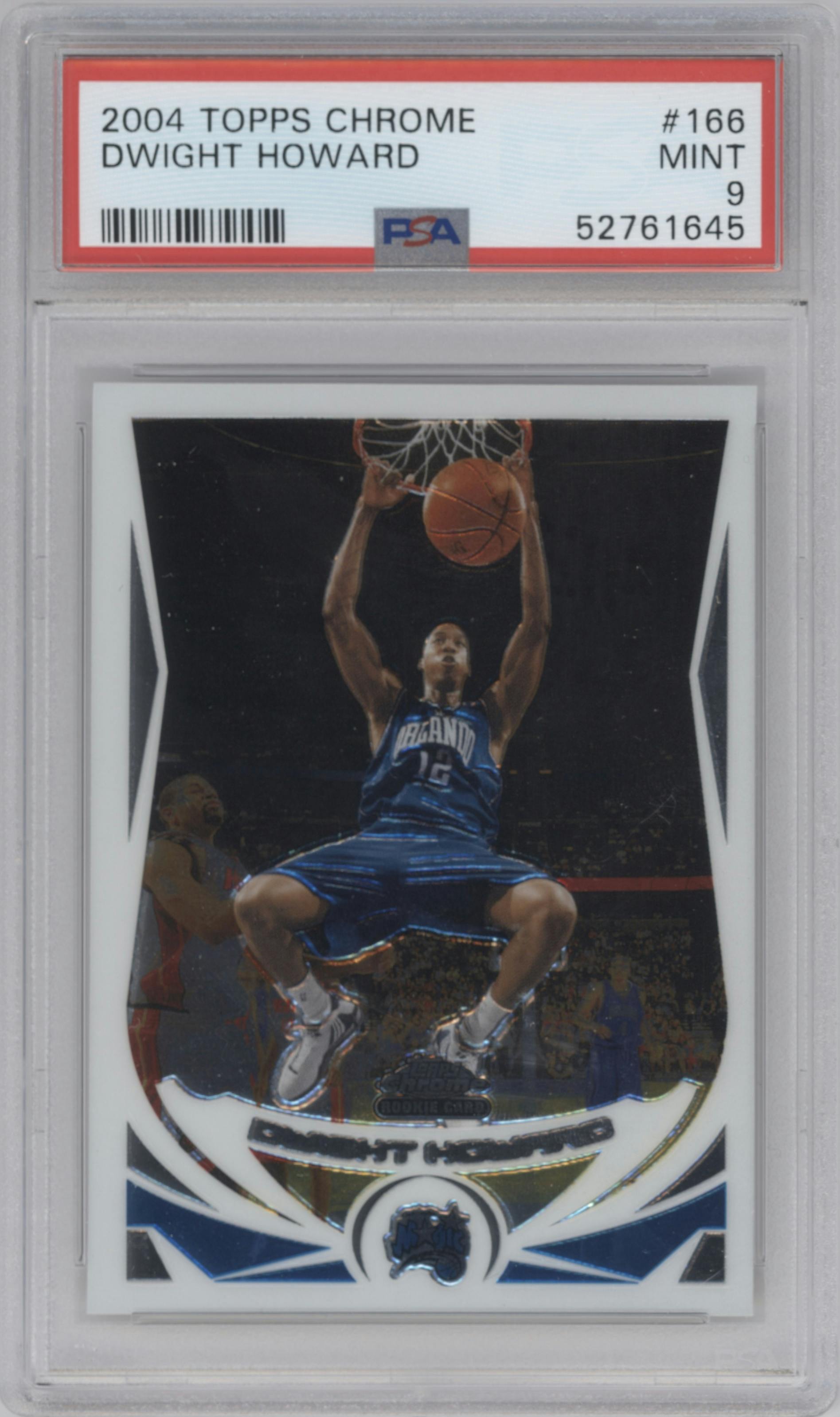 Dwight Howard from the 2004-05 Bowman Chrome set graded by PSA and given an overall grade of 9.