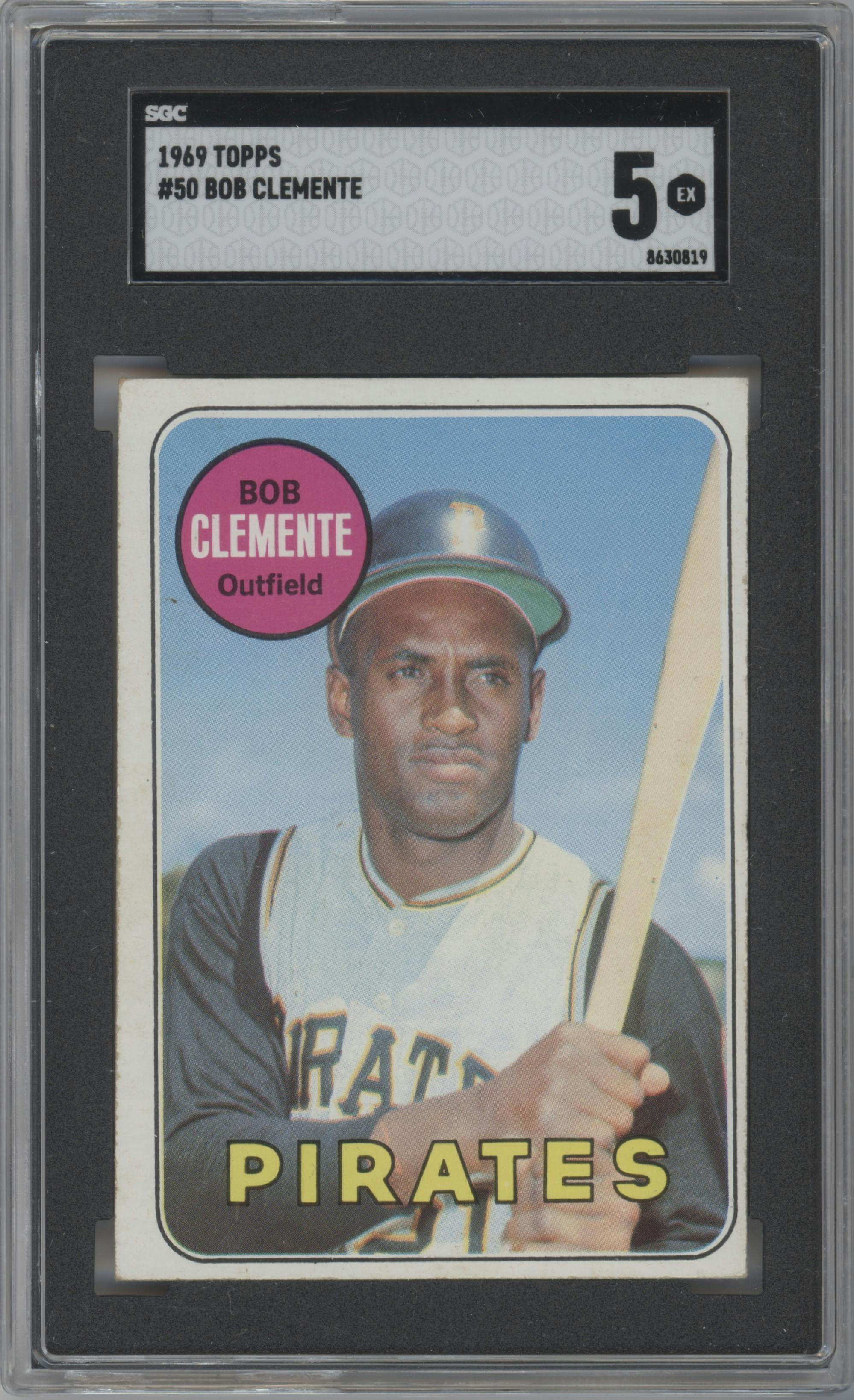 Bob Clemente from the 1969 Topps set graded by SGC and given an overall grade of 5.