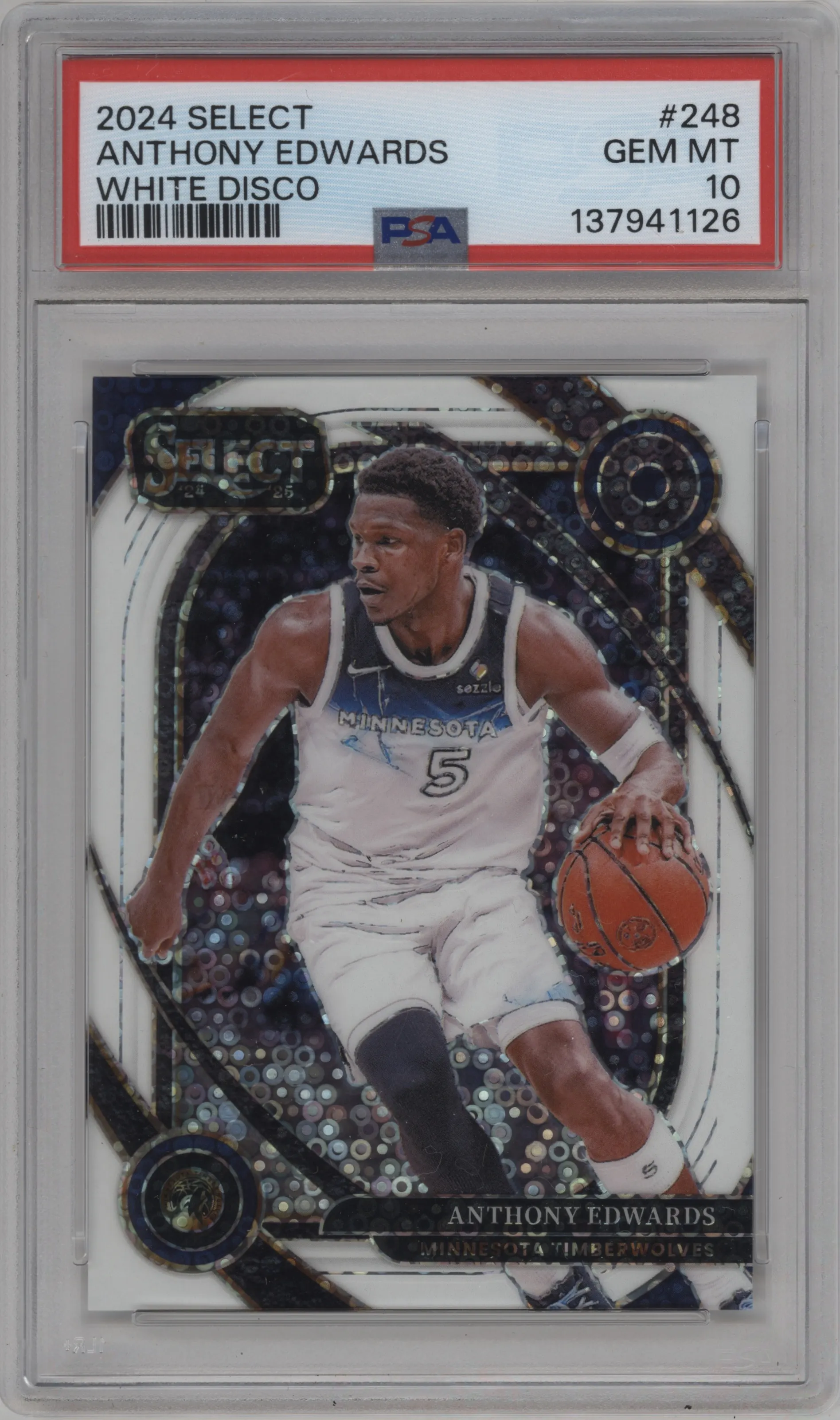 2024 Panini Select Courtside Anthony Edwards White Disco #248 PSA 10