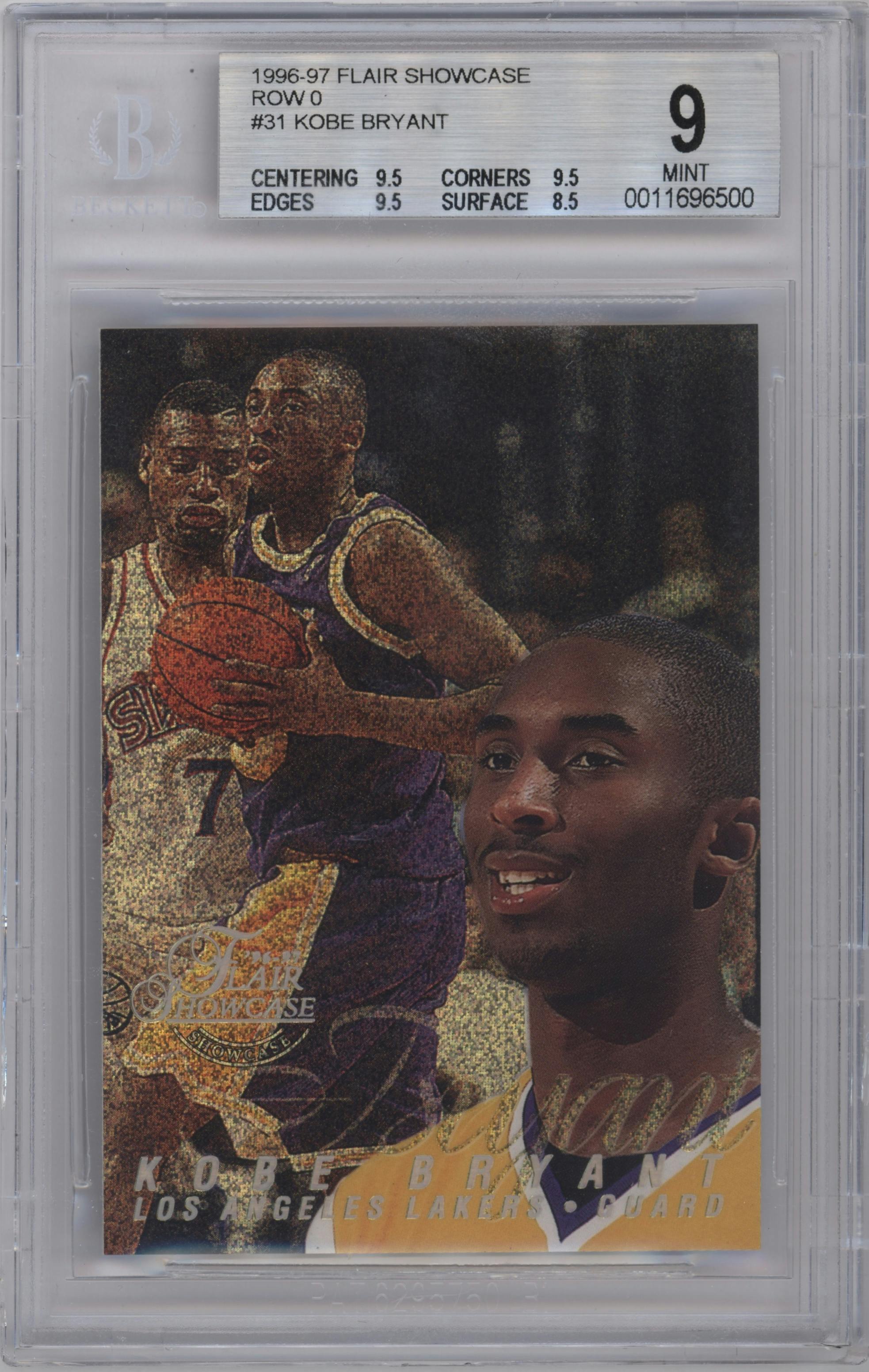 Kobe Bryant from the 1996-97 Flair Showcase  set graded by Beckett and given an overall grade of 9.