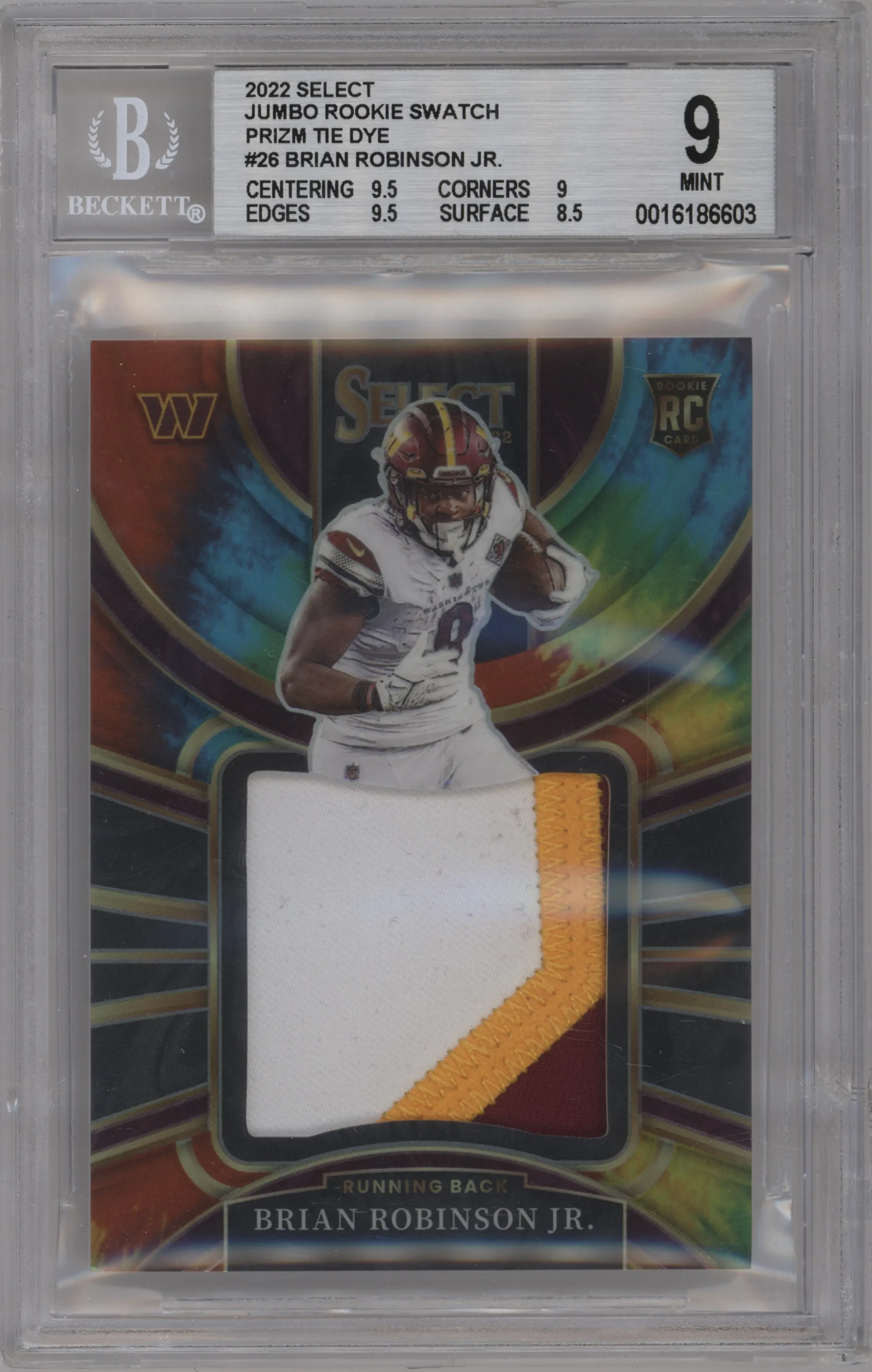 2022 Panini Select Jumbo Rke.Swtch. Brian Robinson Jr. Tie-Dye #JS-26 BGS 9
