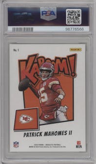 Patrick Mahomes II from the 2023 Panini Absolute set graded by PSA and given an overall grade of 9.