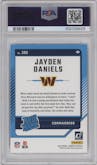 Jayden Daniels from the 2024 Donruss set graded by PSA and given an overall grade of 10.