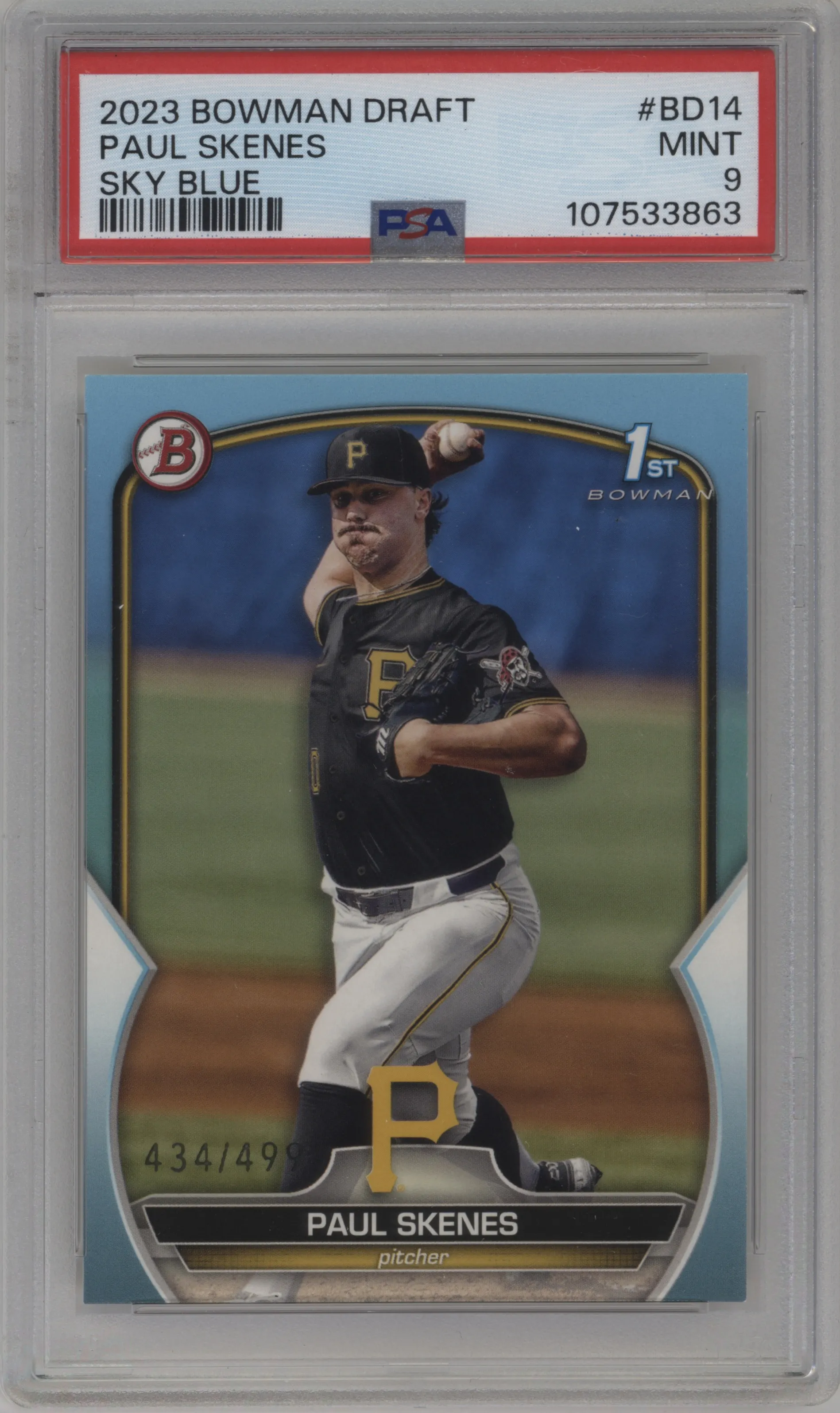 2023 Bowman Draft Paul Skenes Sky Blue #BD-14 PSA 9
