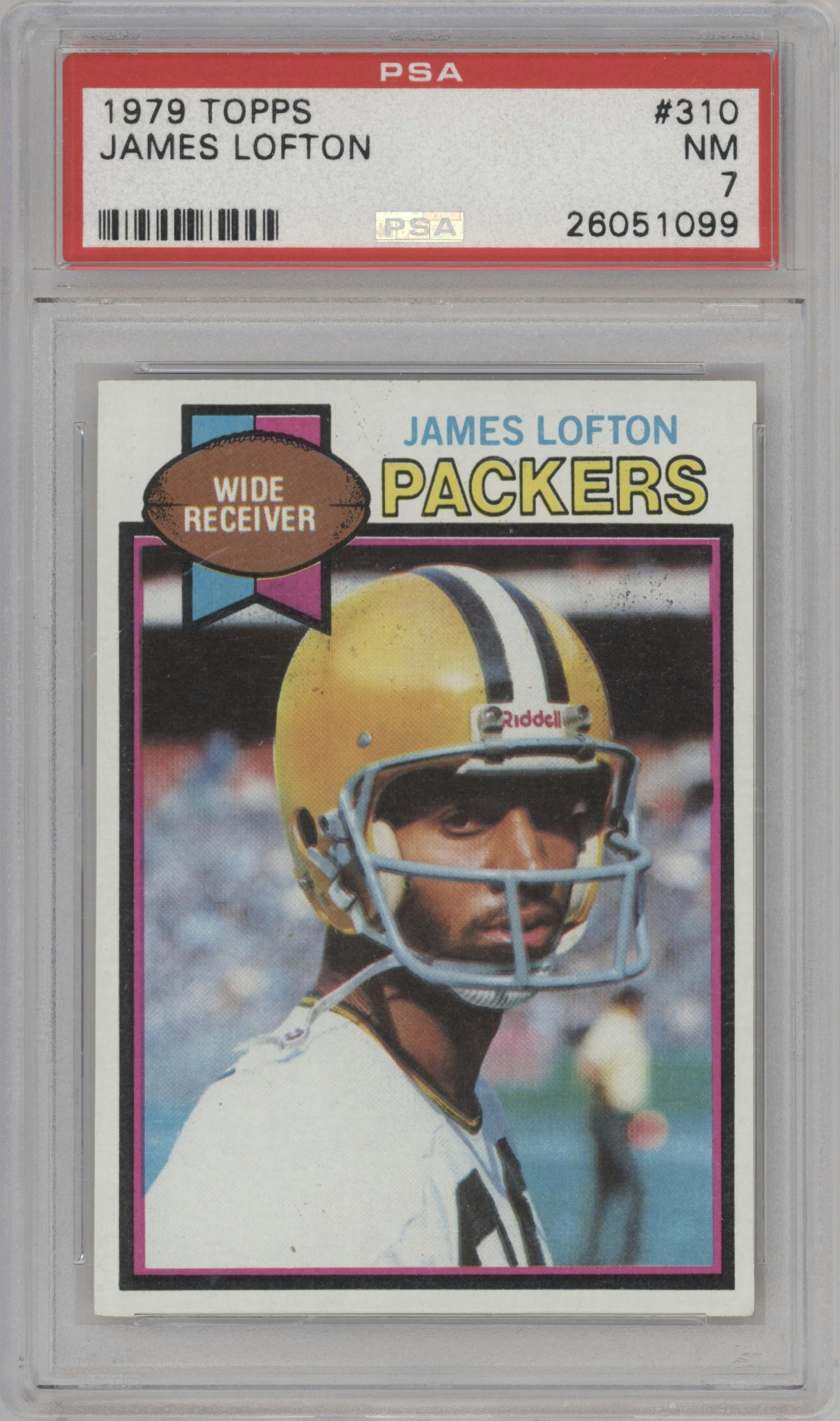 James Lofton from the 1979 Topps set graded by PSA and given an overall grade of 7.
