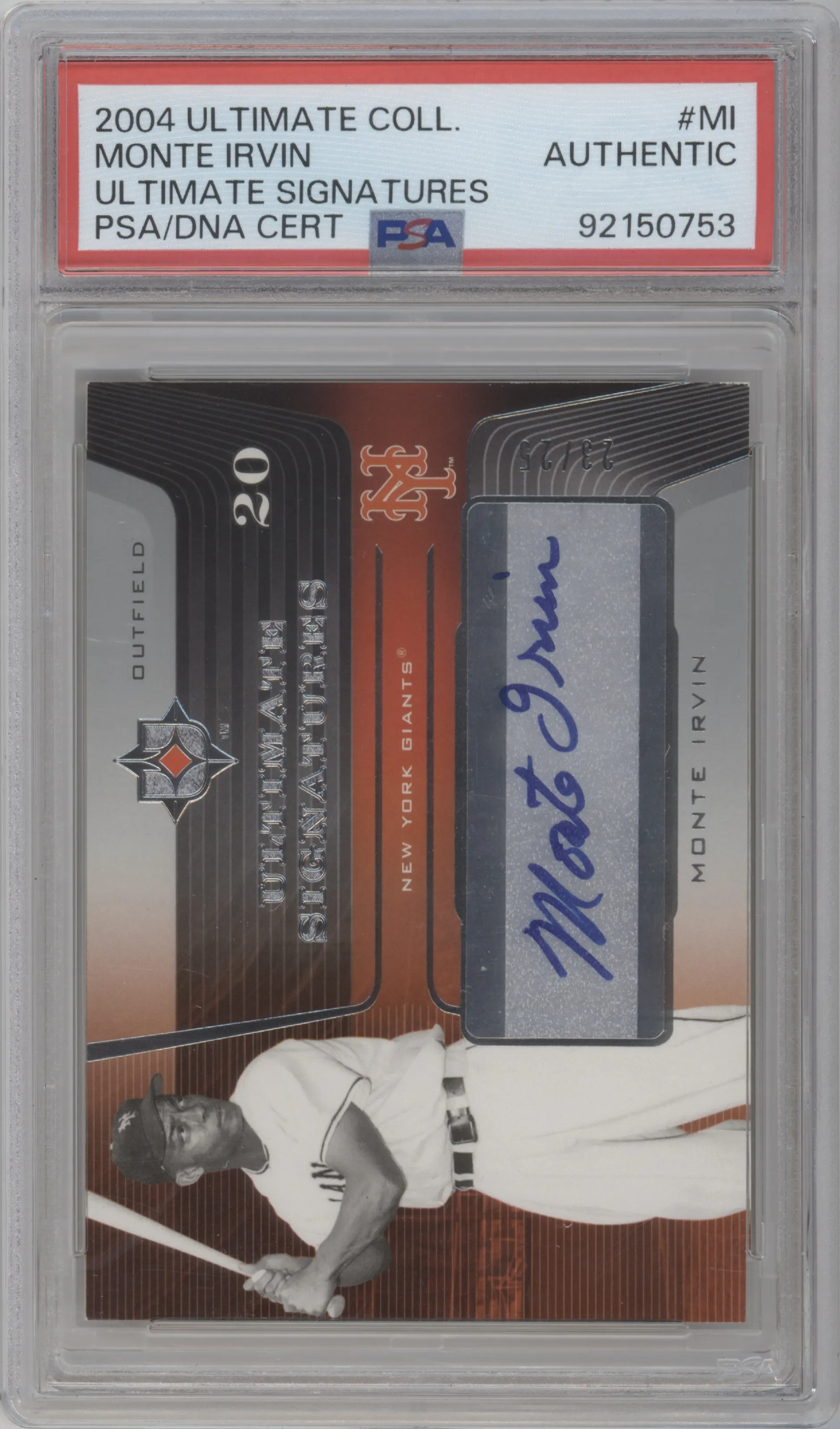 Monte Irvin from the 2004 Upper Deck Ultimate Collection set graded by PSA.