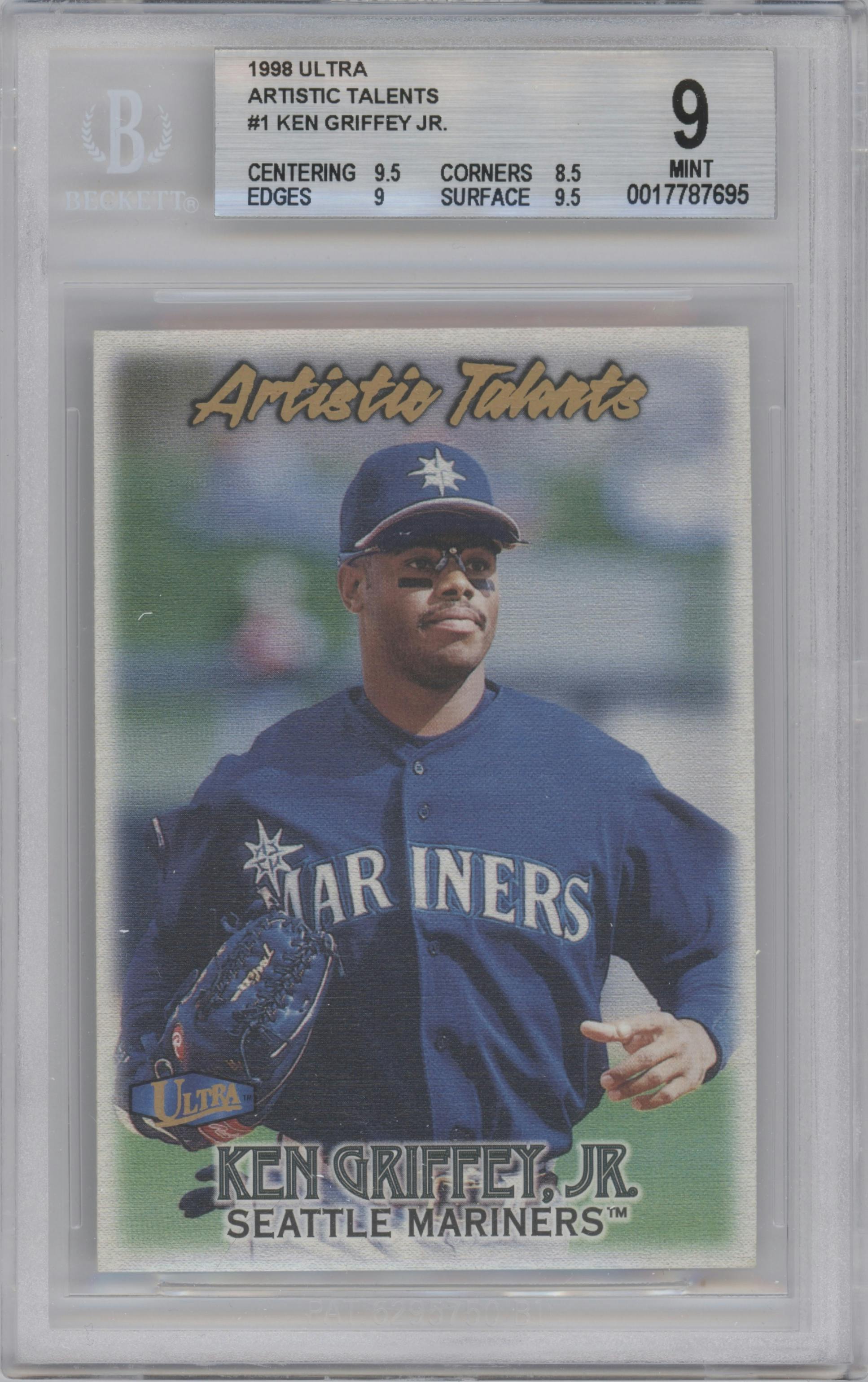 Ken Griffey Jr. from the 1998 Fleer Ultra set graded by Beckett and given an overall grade of 9.