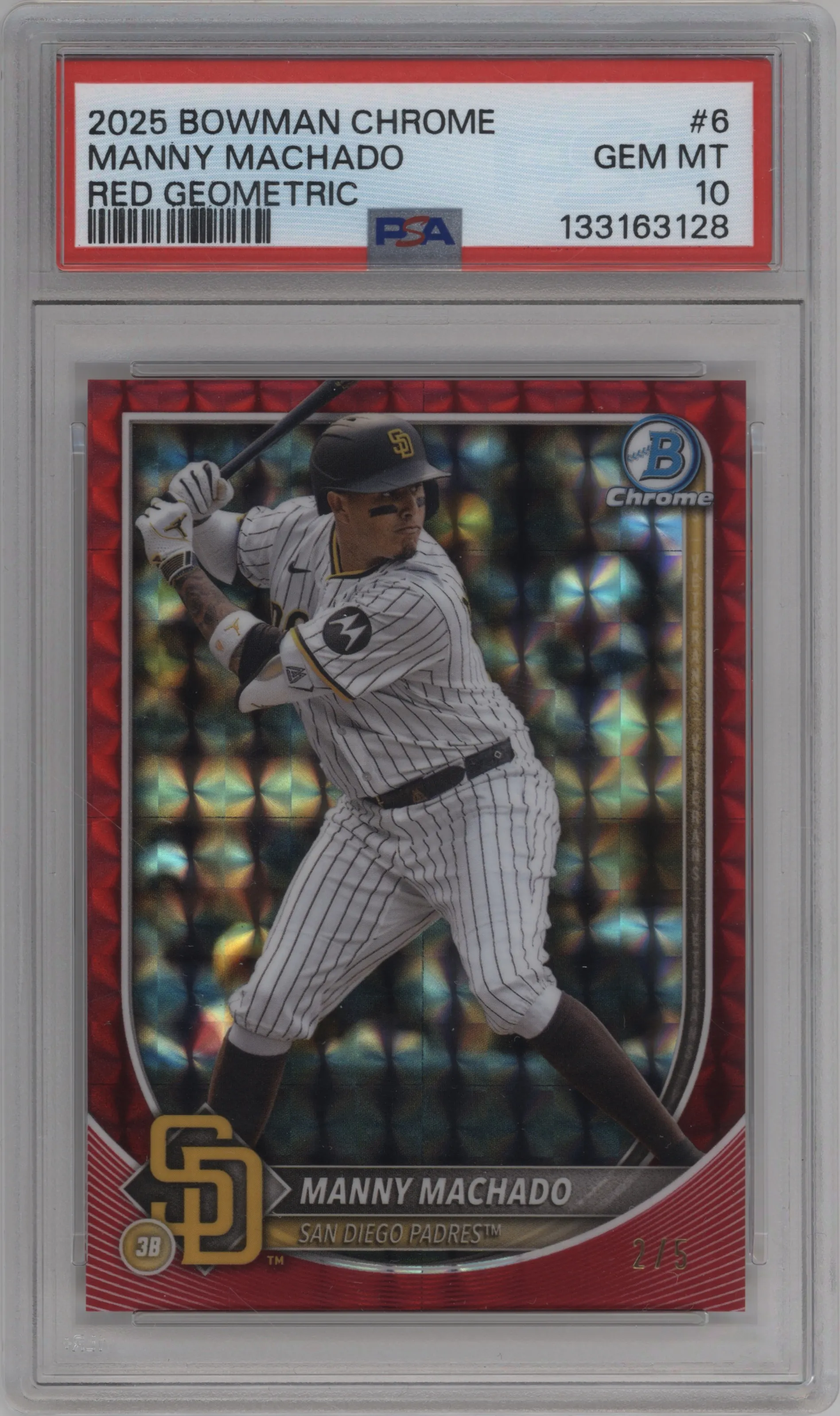 2025 Bowman Chrome Manny Machado Red Geometric PSA 10