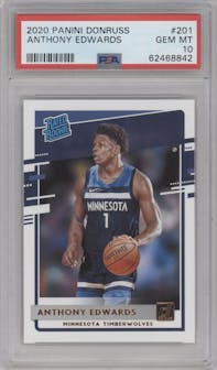 Anthony Edwards from the 2020-21 Panini Donruss set graded by PSA and given an overall grade of 10.