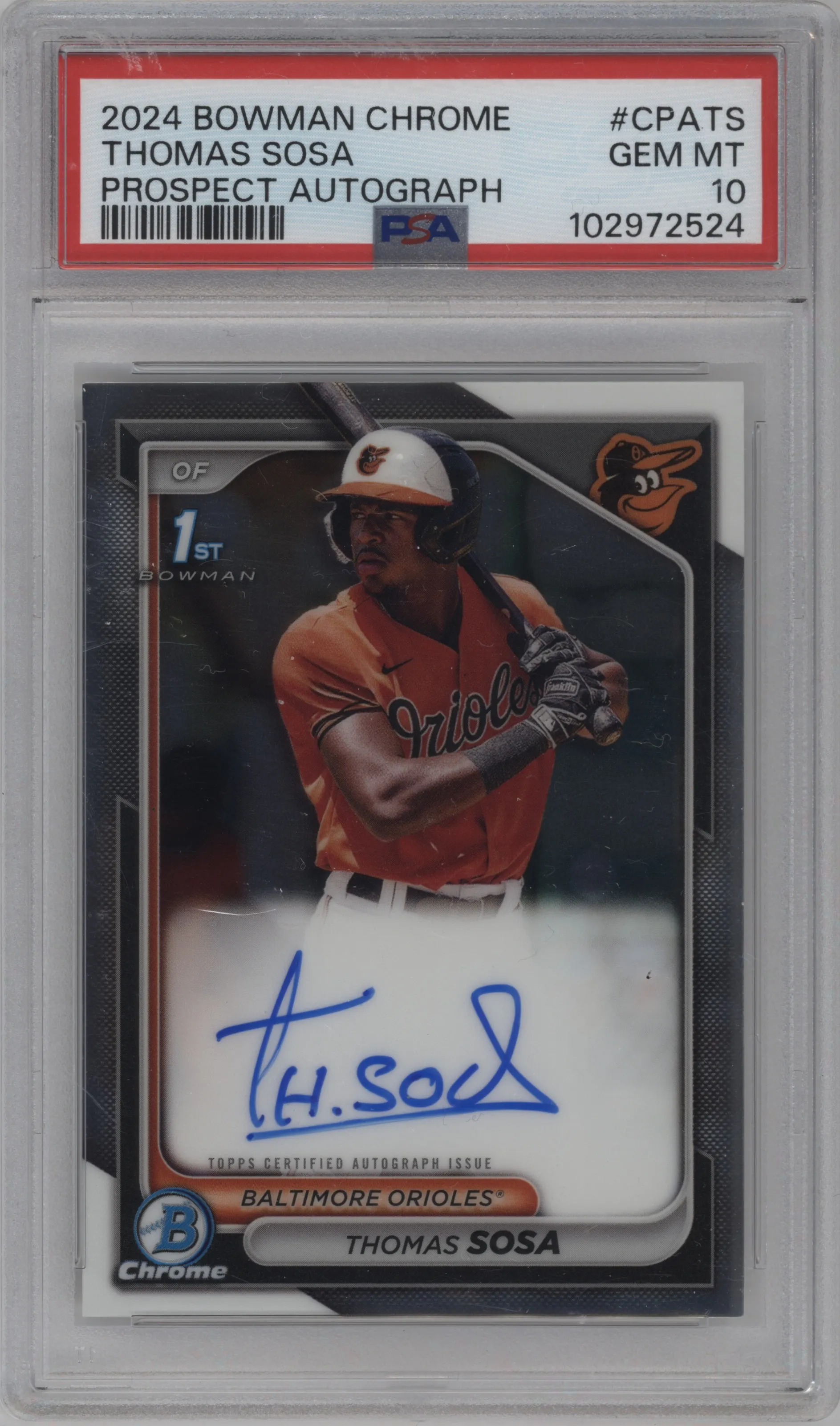 2024 Bowman Chrome Chr.Pros.Auto Thomas Sosa PSA 10