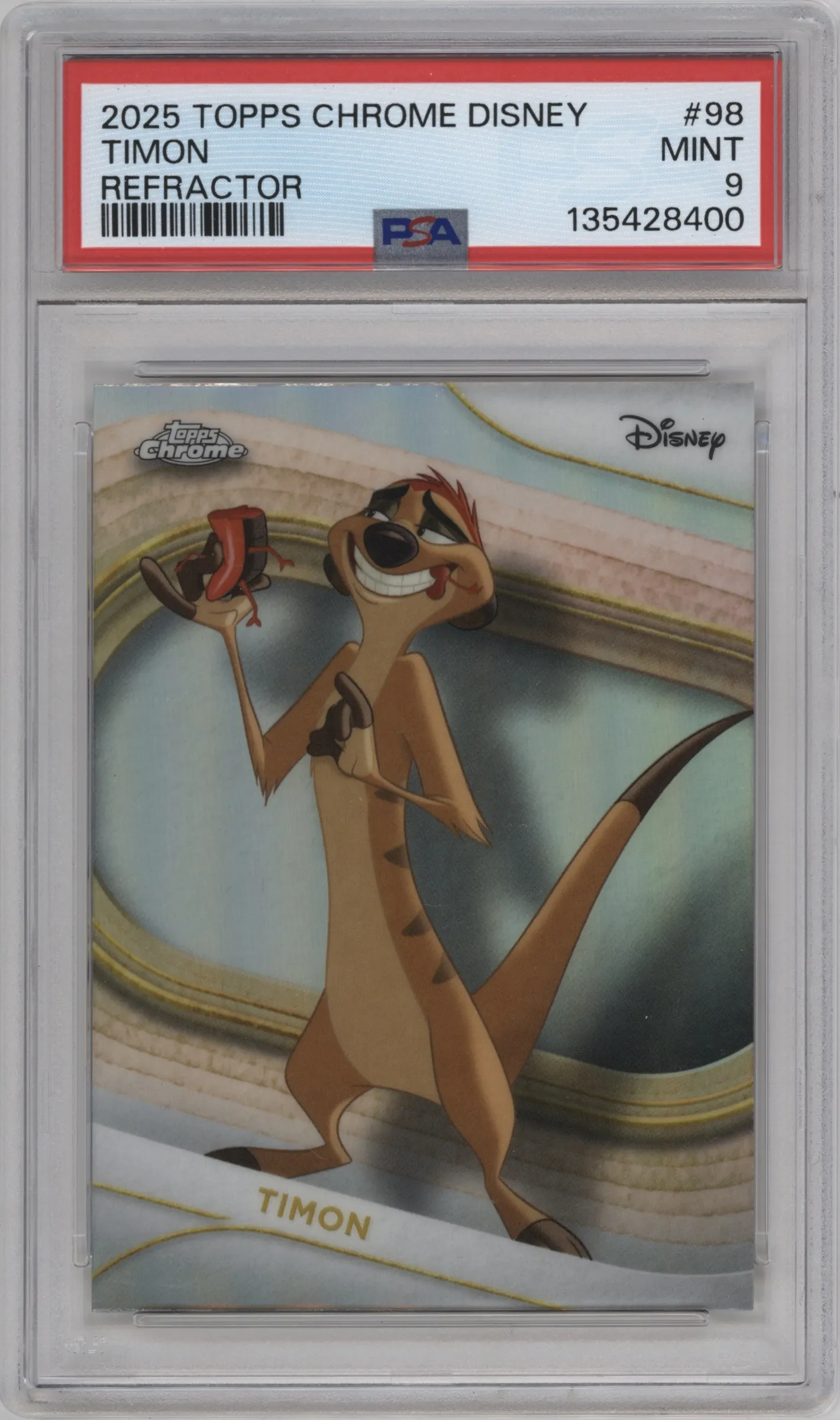 2025 Topps Chrome Disney Timon Refractor #98 PSA 9