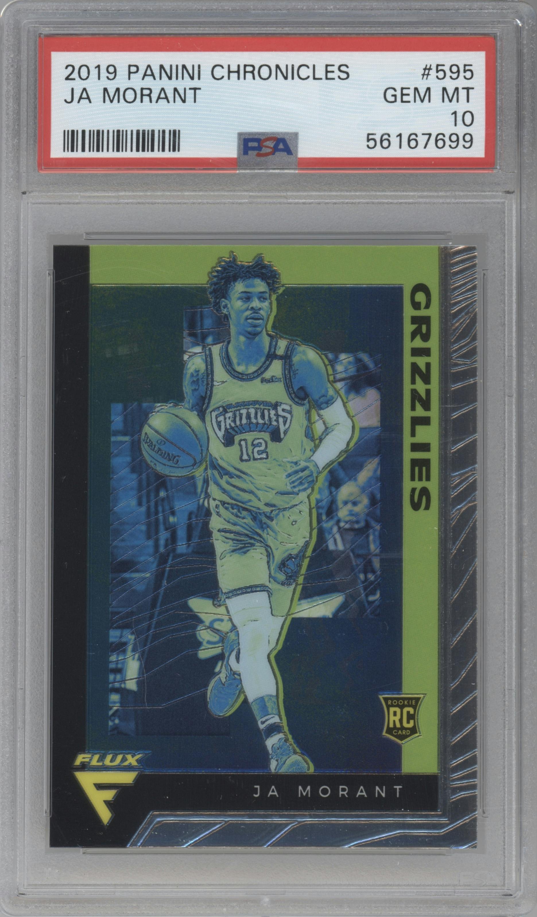 Ja Morant from the 2019-20 Panini Chronicles  set graded by PSA and given an overall grade of 10.