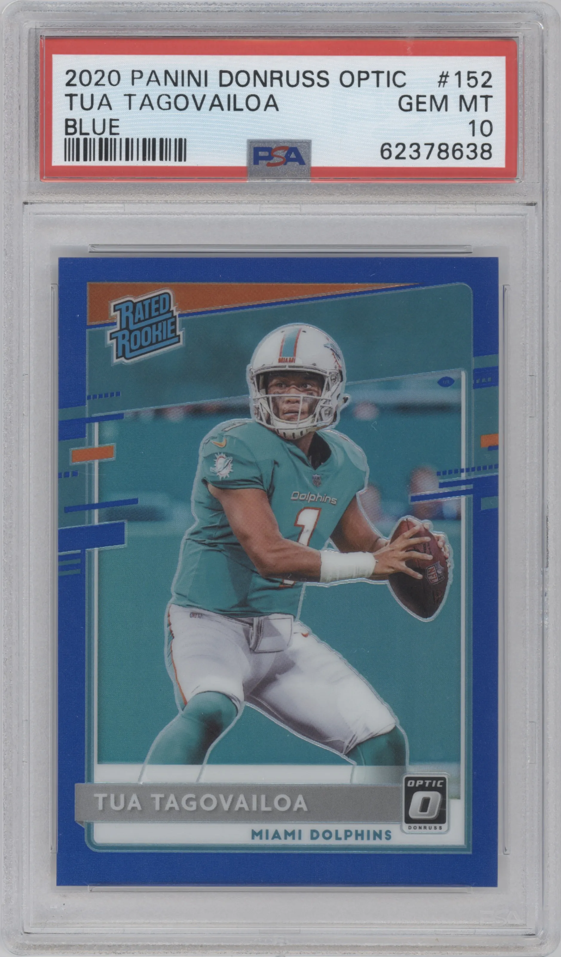 2020 Panini Donruss Optic Rated Rookie Tua Tagovailoa Blue PSA 10