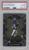 Justin Jefferson from the 2020 Panini Select set graded by PSA and given an overall grade of 10.