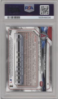 Shohei Ohtani from the 2018 Bowman set graded by PSA and given an overall grade of 10.