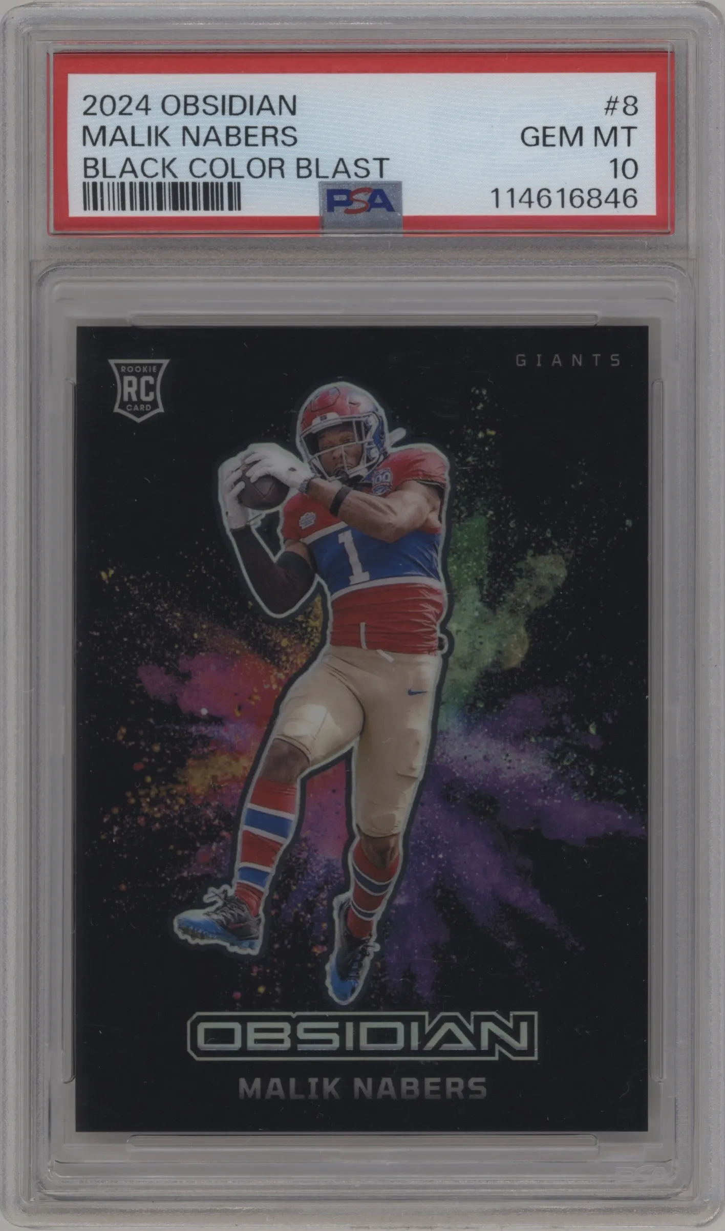 2024 Panini Obsidian Black Color Blast Malik Nabers #8 PSA 10
