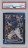 Arjun Nimmala from the 2024 Bowman set featuring a Blue Raywave Refractors parallel graded by PSA and given an overall grade of 10.